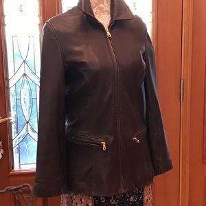 MARC NEW YORK VTG COCOA LEATHER COAT Sz SP
